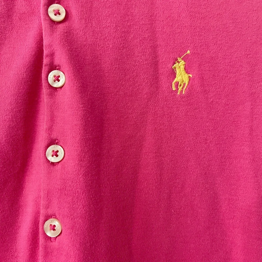 Ralph Lauren Sport Knit Polo Midi Dress | Bright Pink | Size Small - Picture 5 of 5